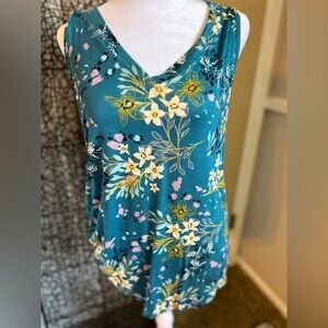 Maurice’s Teal 24/7 Sleeveless floral blouse large